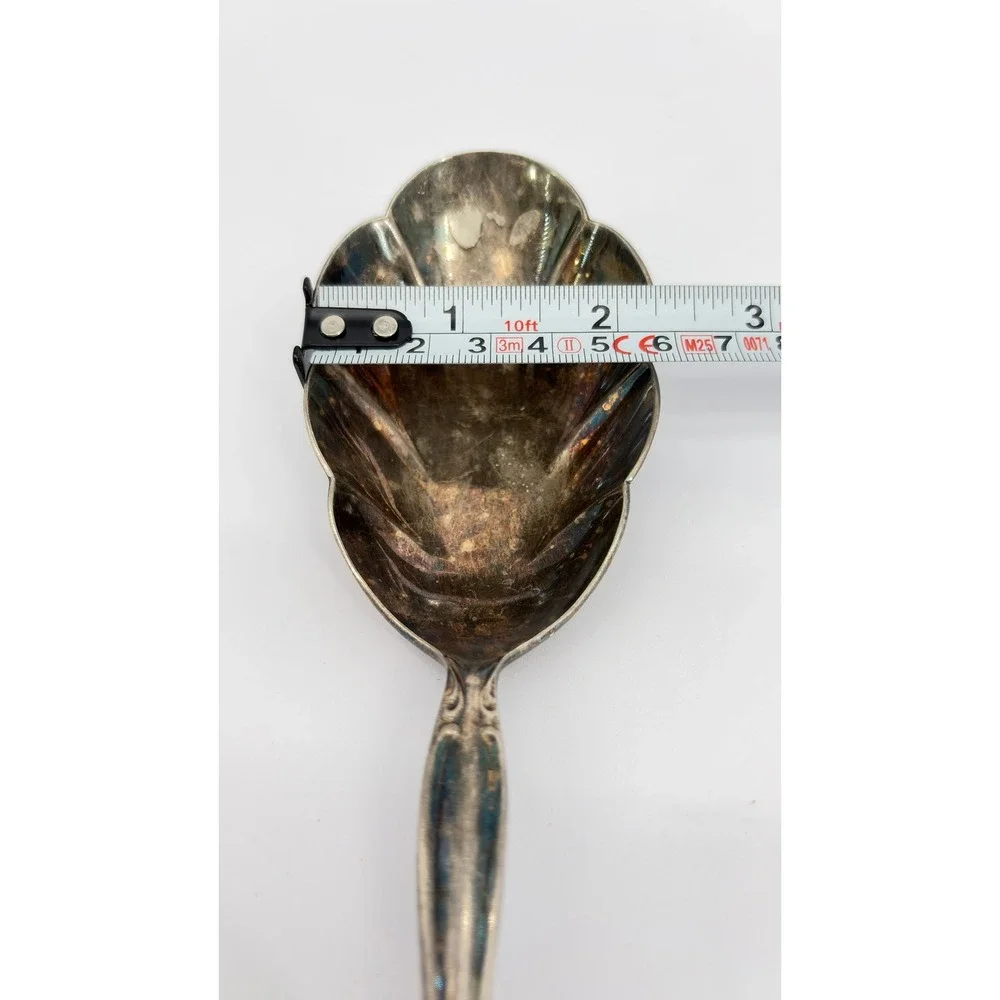 International Silverplate Shell Casserole Serving Spoon 9 Inch Ornate Floral